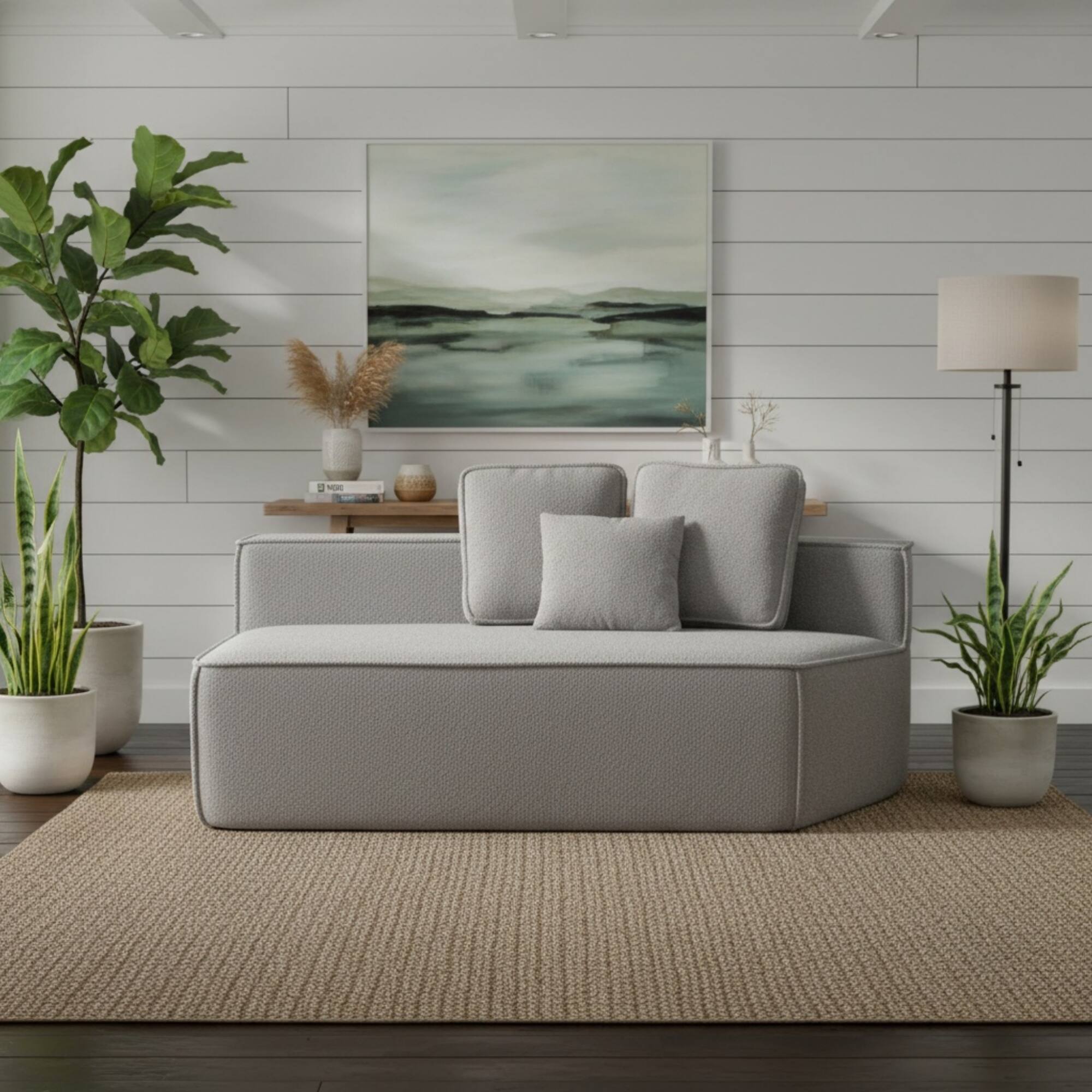 Back. GOODSILO - Soft Modular Floor Sofa Chair with Wide Seat and Plush Back Cushions, Cozy Lounge Chair for Living Room - Grey.