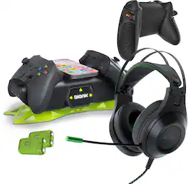 Bionik - Starter Kit PRO - SIREX Headphones, Power Stand, and Quickshot Pro - Black/Green