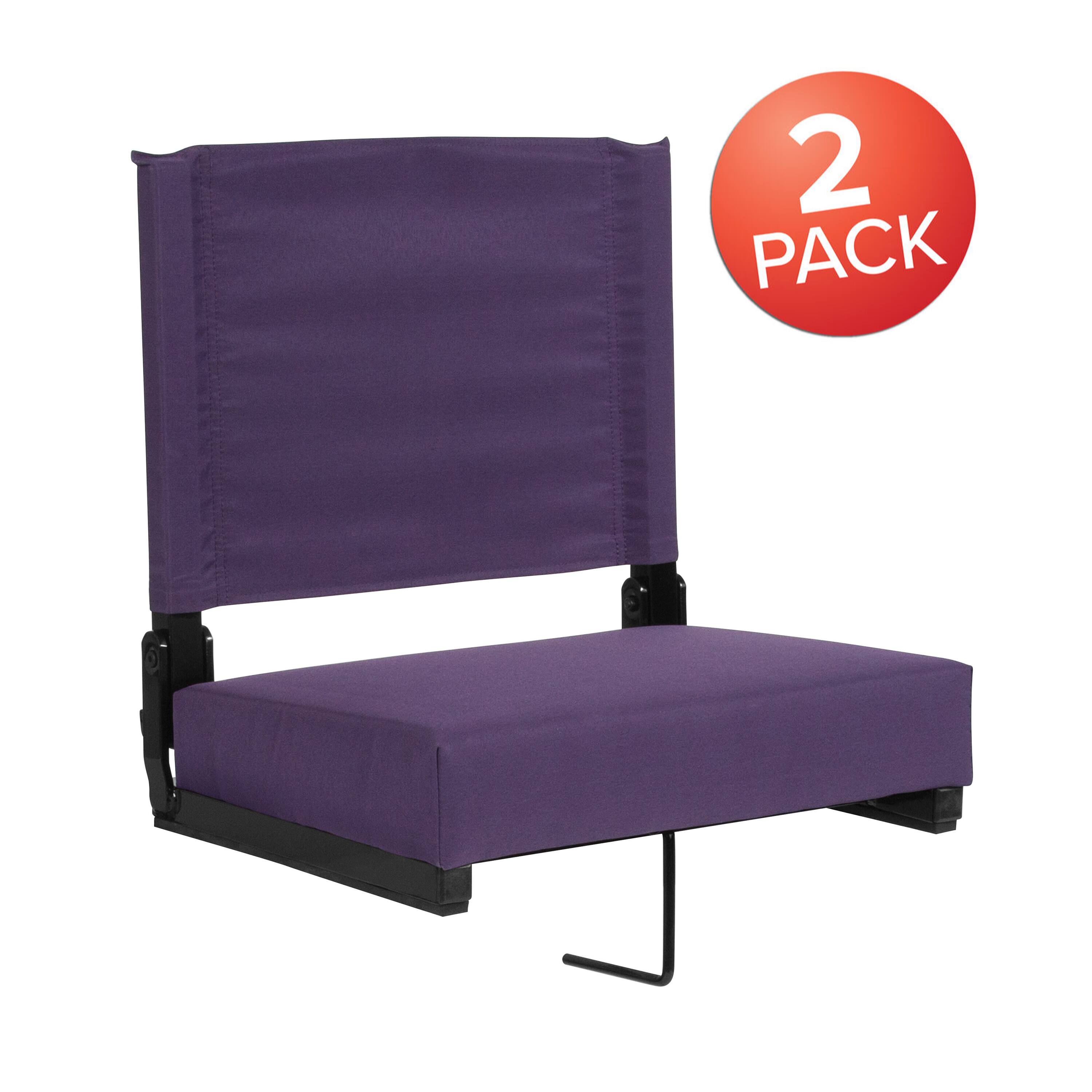 Alt View 1. Emma + Oliver - Set of 2 500 lb. Rated Lightweight Stadium Chair with Ultra-Padded Seat - Dark Purple.