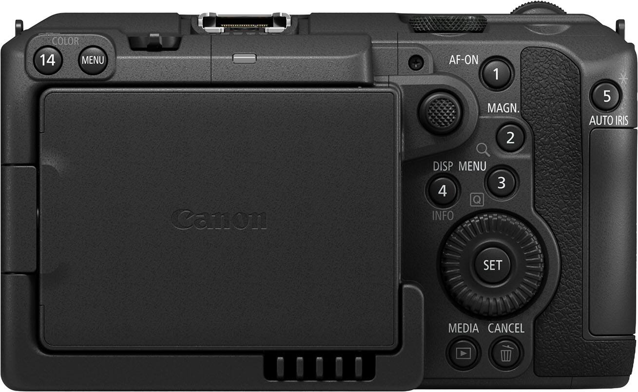 COLOR 14 MENU AF-ON 1 MAGN. 2 5 AUTO IRIS Canon DISP MENU 4 Q INFO 3 SET MEDIA CANCEL