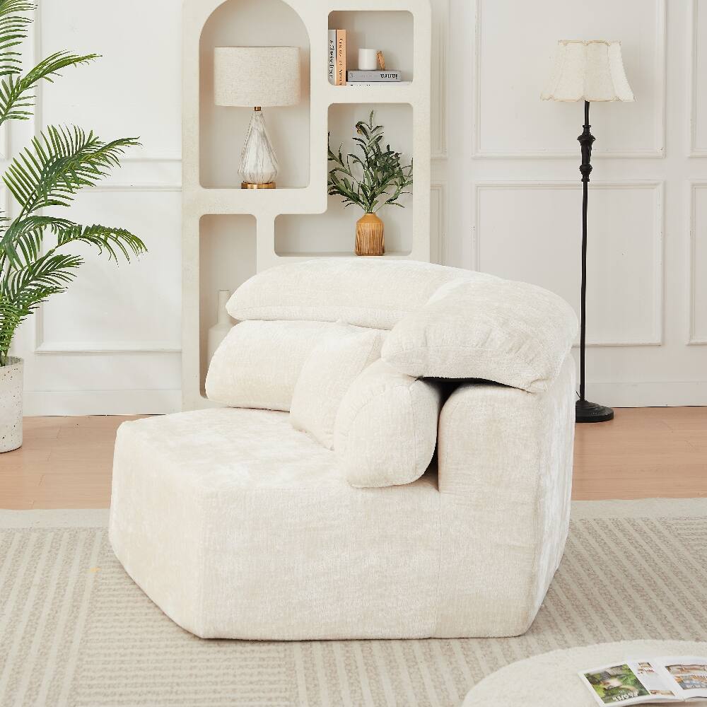 Alt View 3. Loheer - Loheer 53-Inch Cream Single Seater Lounge Chair Modular Foam Sofa - Cream.