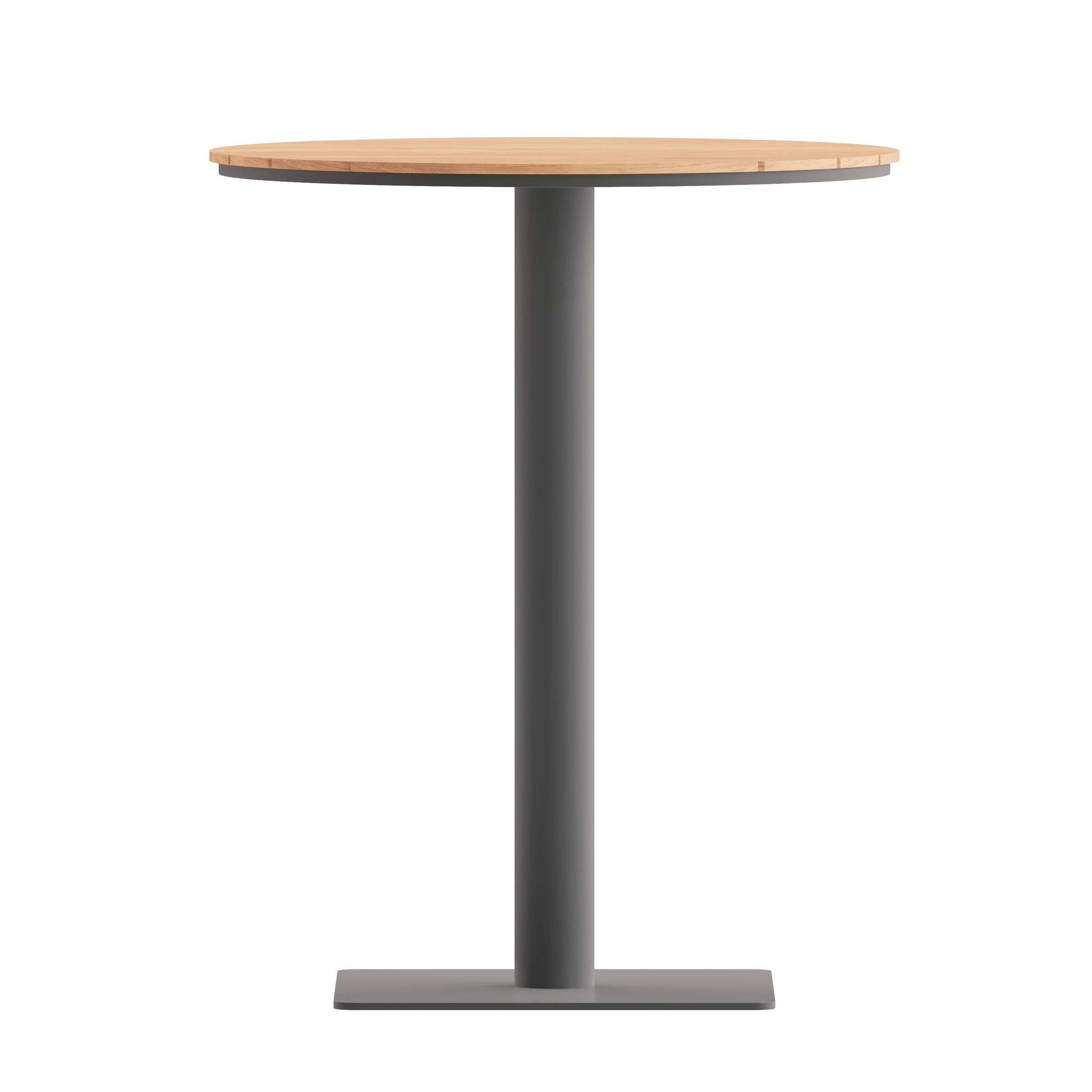 Back. Flash Furniture - Finch Commercial Grade Round 24" Table with Faux Teak Poly Slats and Steel Frame, Natural/Gray - Natural.