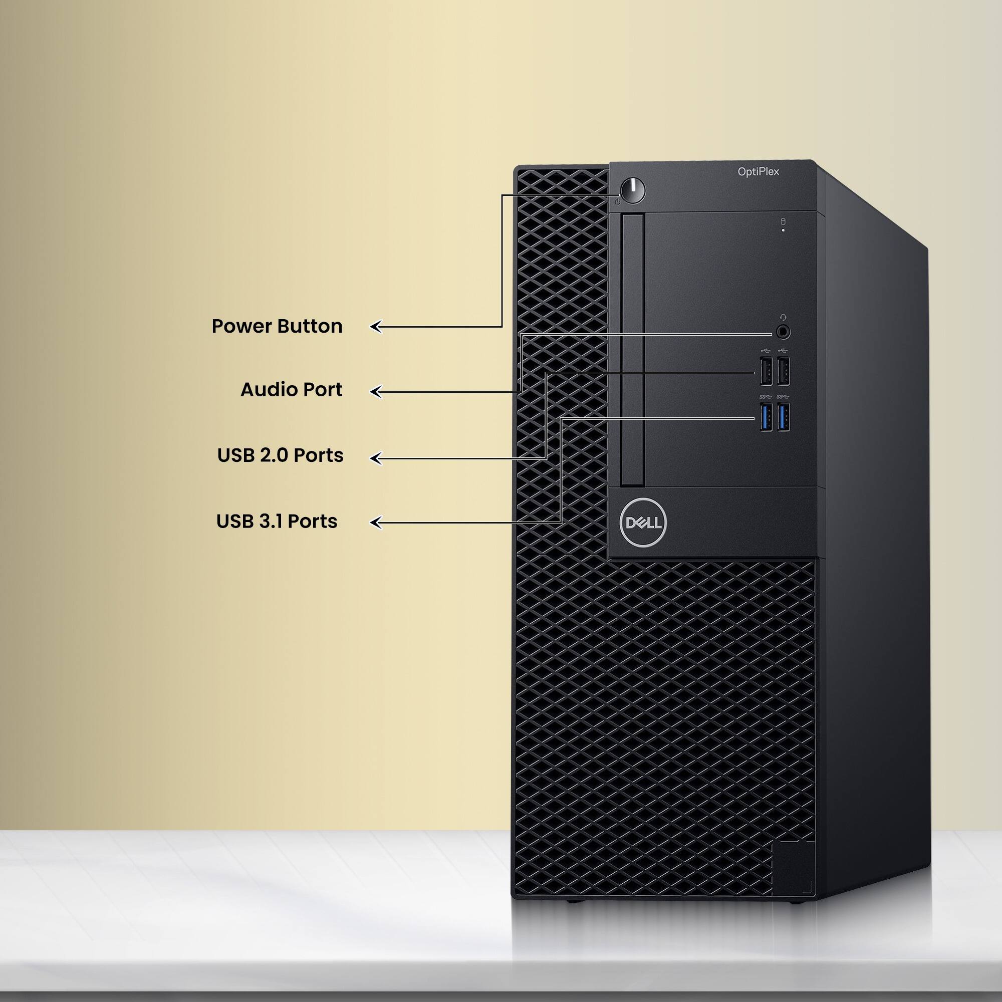 OptiPlex Power Button Audio Port USB 2.0 Ports USB 3.1 Ports DELL