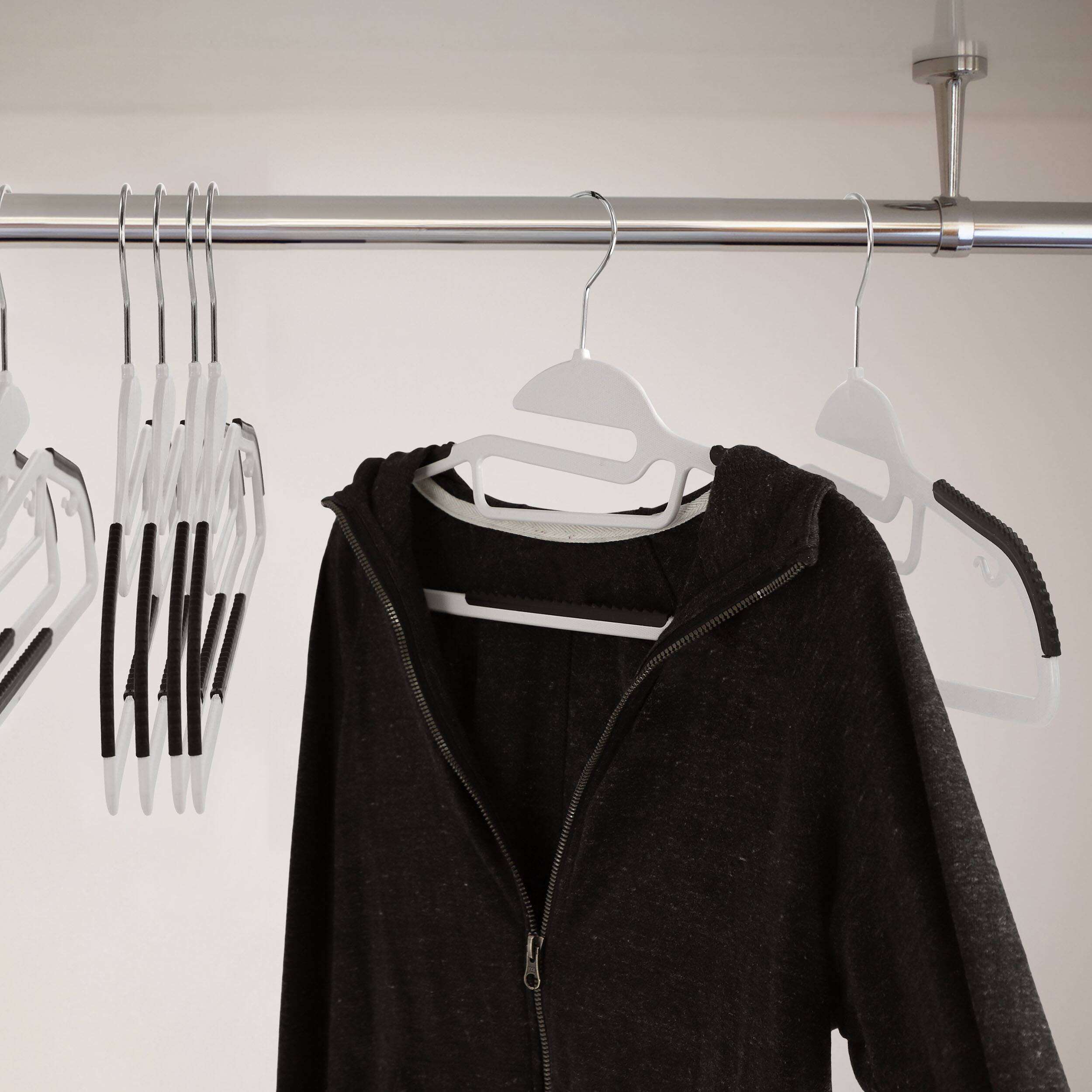 Alt View 6. Elama - Elama Home 50 Piece Non Slip Hanger with U-slide in White and Black - White.