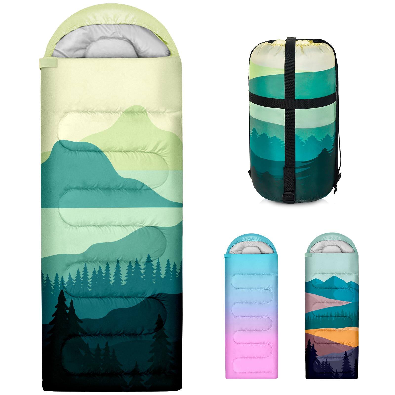 Skar Audio - Sleeping Bags For Adults 3 Seasons Warm & Cold Weather Waterproof Lightweight Backpacking Camping Bag - Green