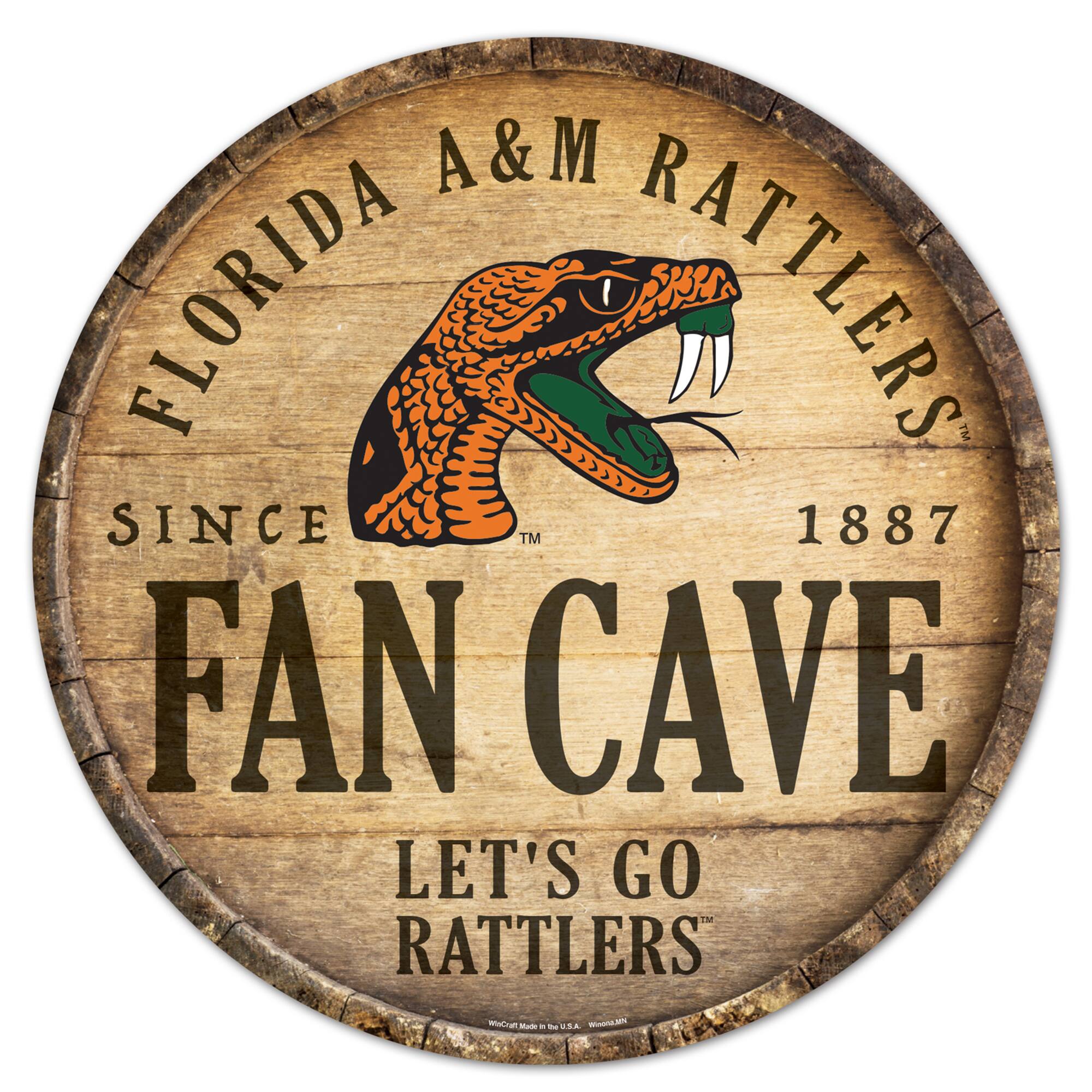 WinCraft - Florida A&M Rattlers 14'' Circular Wood Sign - Multicolor