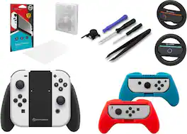 Hyperkin - Repair Kit Bundle for Nintendo Switch w/Screen Protector, Steering Wheels, case - Black