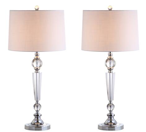Front. Jonathan Y - Emma 29.5" Crystal LED Table Lamp, Clear (Set of 2) - Clear.