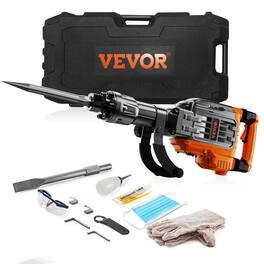 VEVOR - Demolition Jack Hammer, 3500W Jack Hammer Concrete Breaker, 2pcs Chisel with Gloves & 360°C Swiveling Front Handle - Orange;Silver;Black