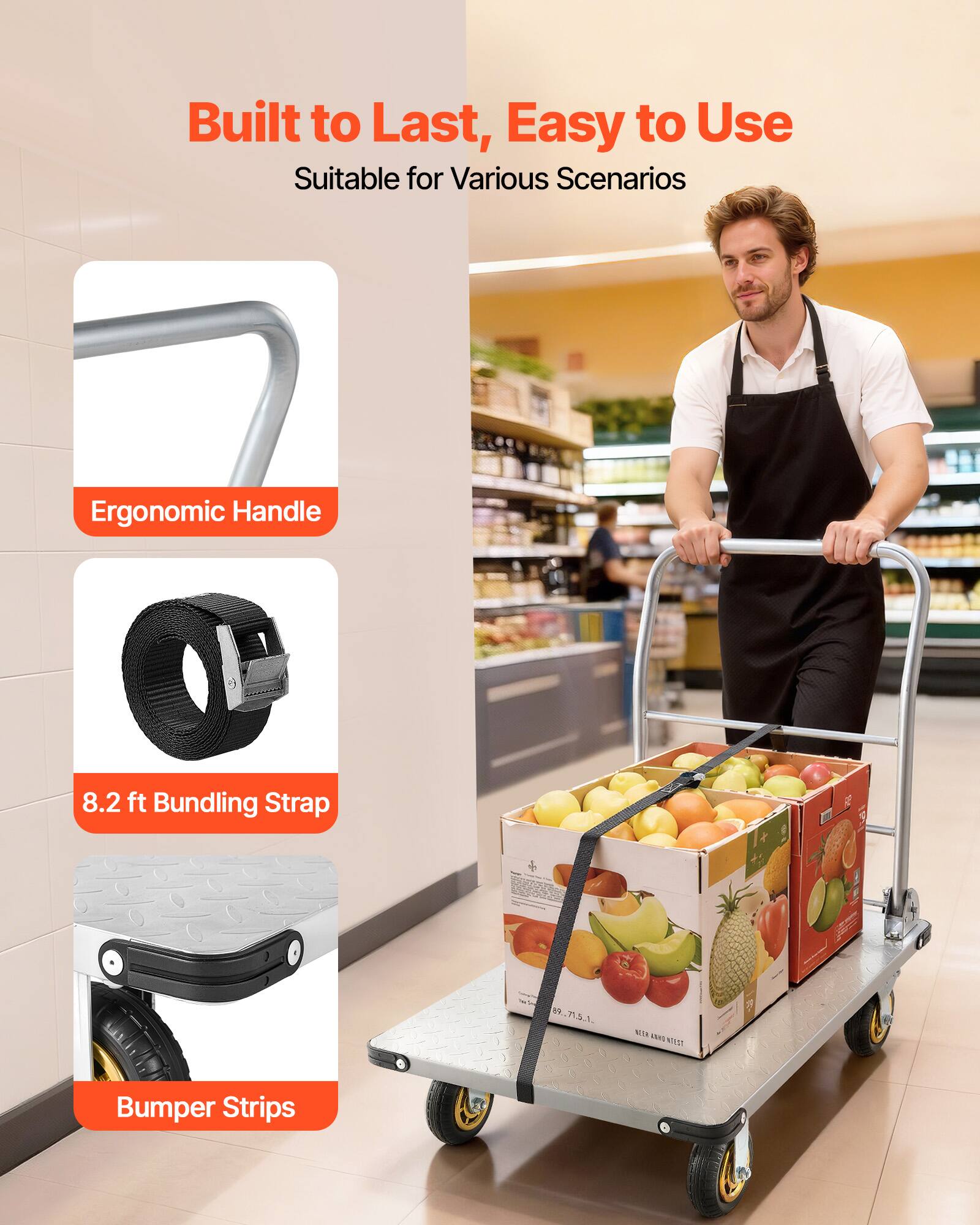 Built to Last, Easy to Use  
Suitable for Various Scenarios  

Ergonomic Handle  
8.2 ft Bundling Strap  
Bumper Strips