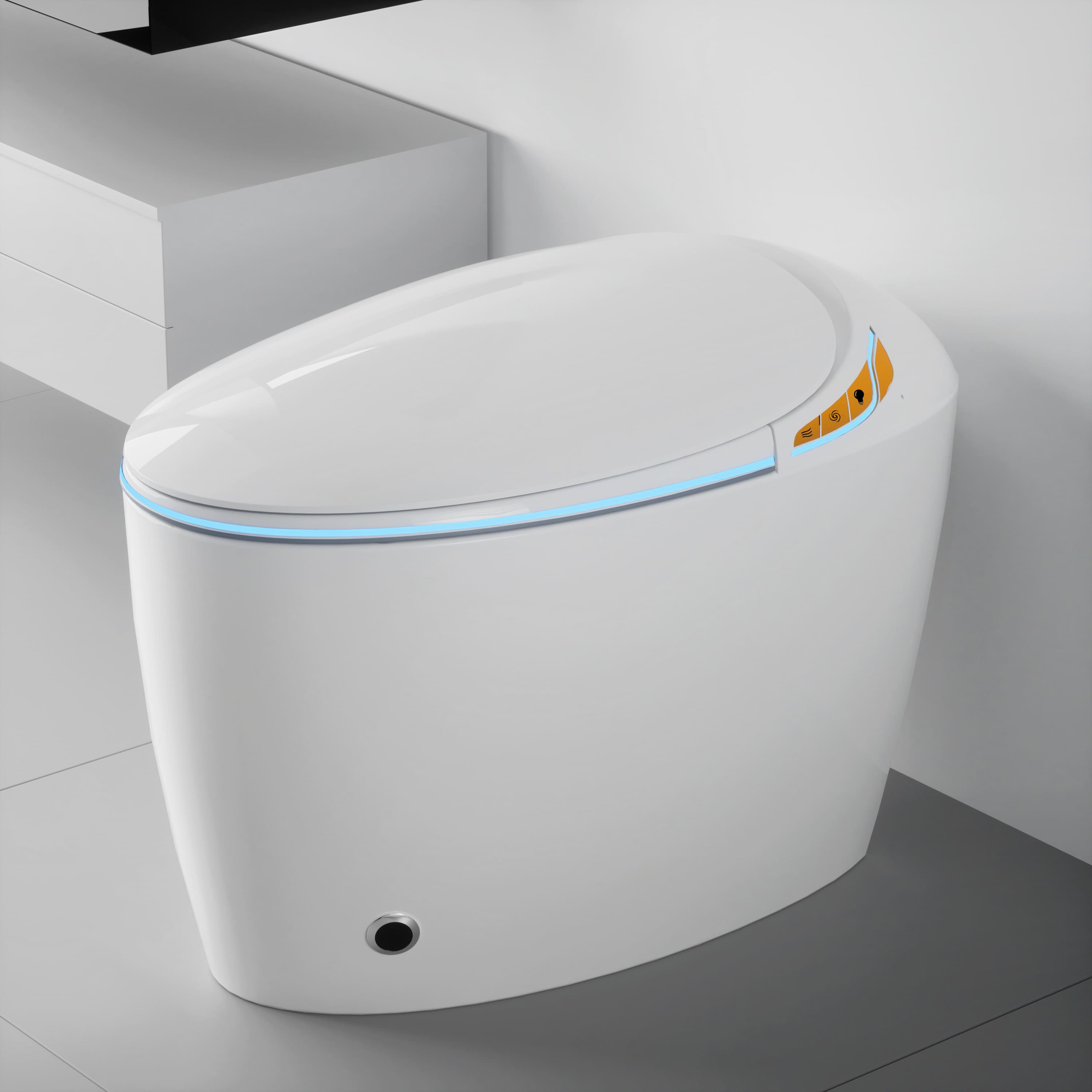 Tiramisubest - Unique Smart Toilet with Bidet Built In,Auto Open/Close Seat,Foot Sensor,LED Display,Night Light,Warm Water & Dry - White