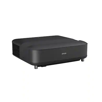 Front. Epson - LS650 4K PRO-UHD Ultra Short Throw 3-Chip 3LCD Laser Projector, 3600 Lumens, 60”-120", Setting Assistant App, Android TV - Black.