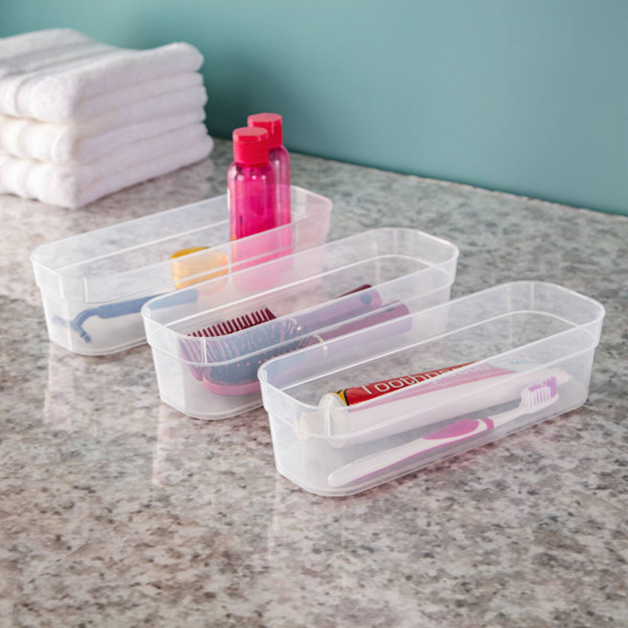 Alt View 3. Sterilite - Sterilite Narrow Storage Trays for Desktop & Drawer Organizing, Clear (24 Pack) - Clear.