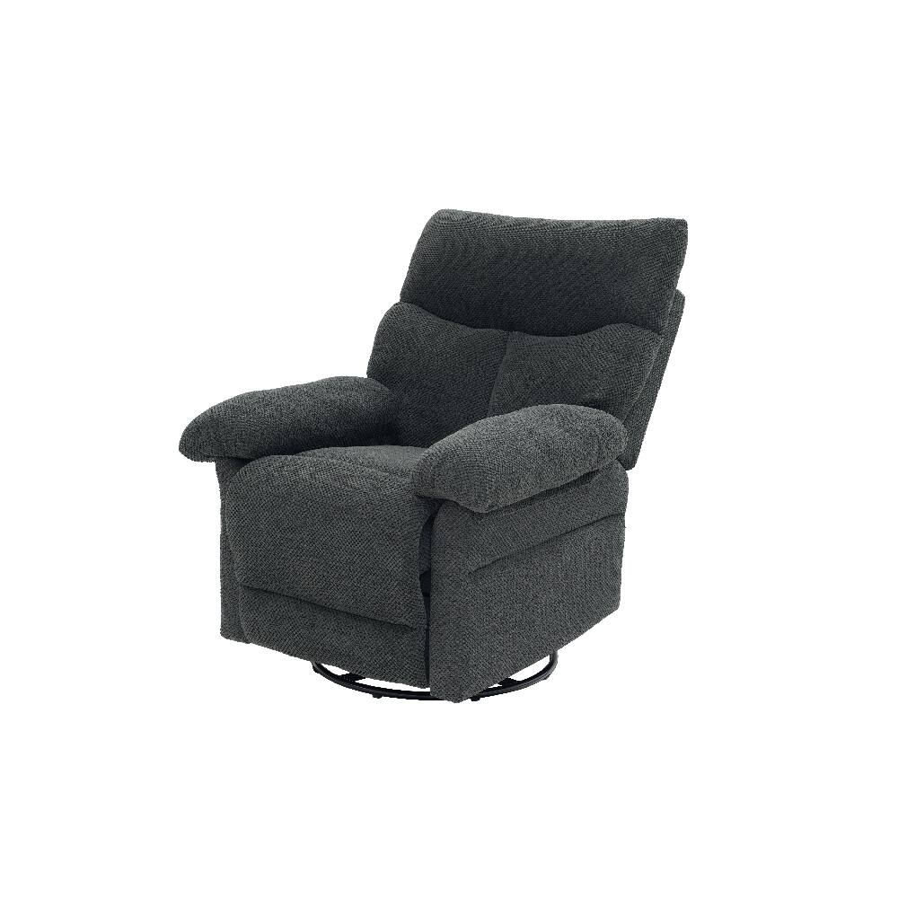 Alt View 7. Ropilly - Ropilly Dark Gray Swivel Rocker Recliner, Manual Overstuffed Glider Armchair for Living Room - Dark Gray.