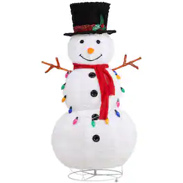 Winado - Christmas Snowman 4FT with LED Lights, Pre-lit Pull Up for Indoor Outdoor Garden Lawns Yard Holiday Party Decorations - Multicolor