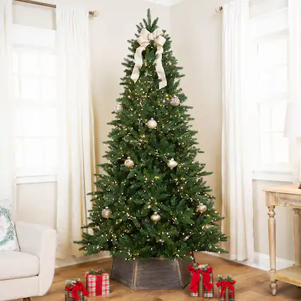 Front. Northlight - Real Touch™️Elite Pre-Lit Calgary Pine IPT Artificial Christmas Tree - 6' Dual Color LED - Green.