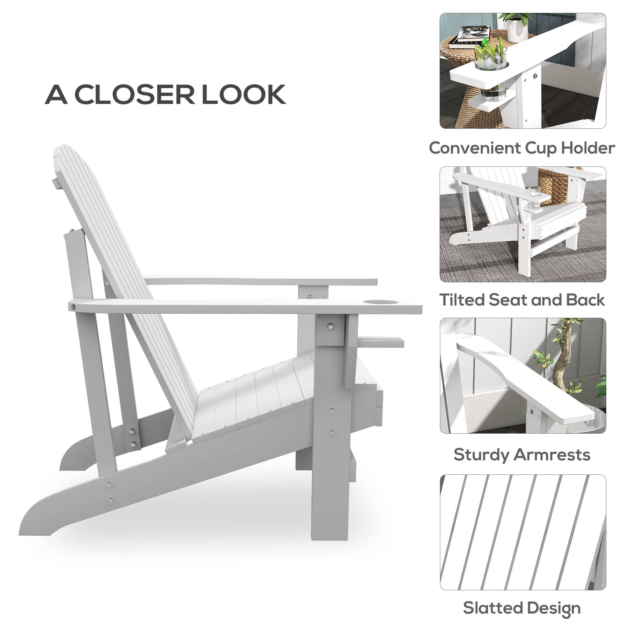 A CLOSER LOOK
Convenient Cup Holder
Tilted Seat and Back
Sturdy Armrests
Slatted Design