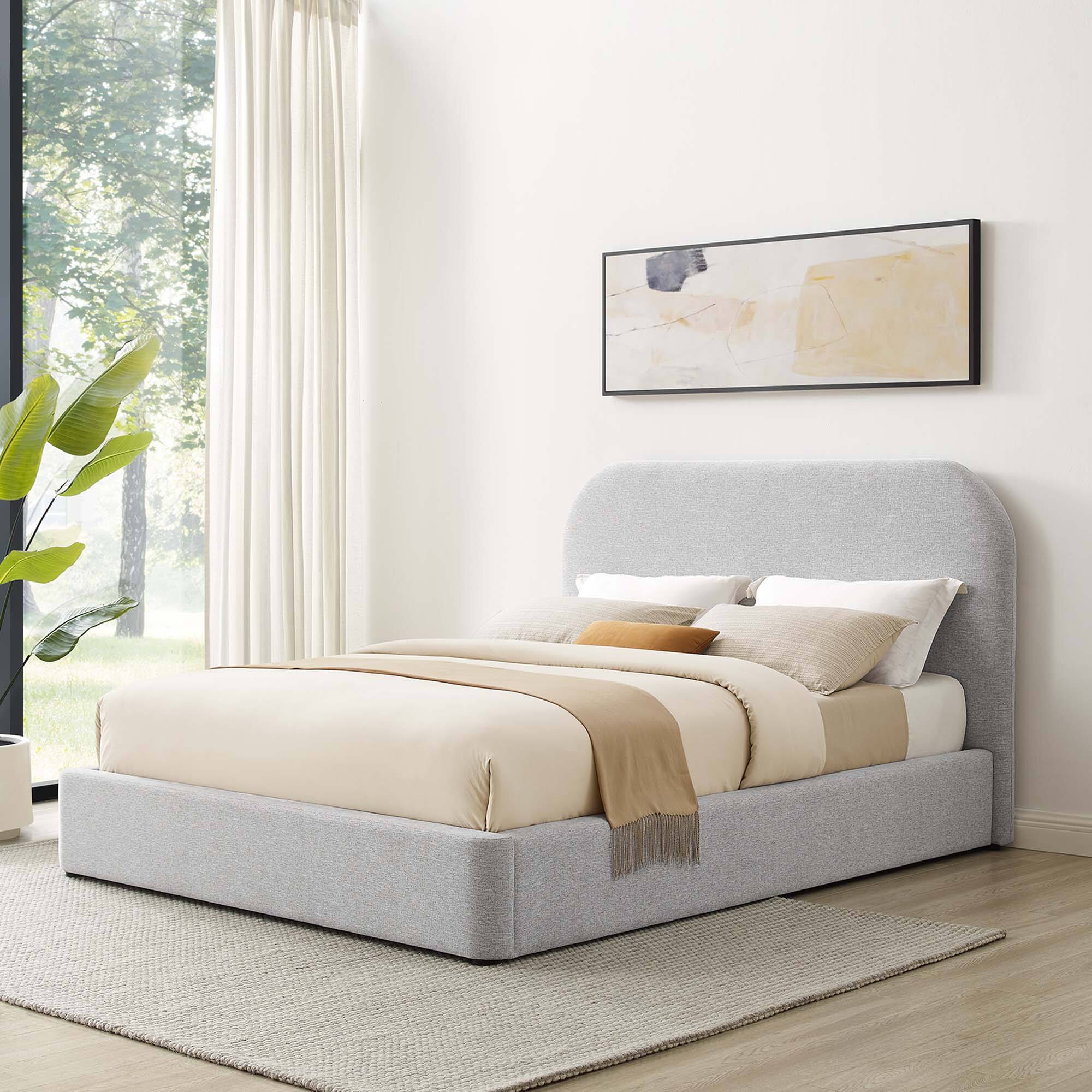 Alt View 5. Modway - Marlee Wood King Platform Bed With Angular Frame - Gray.