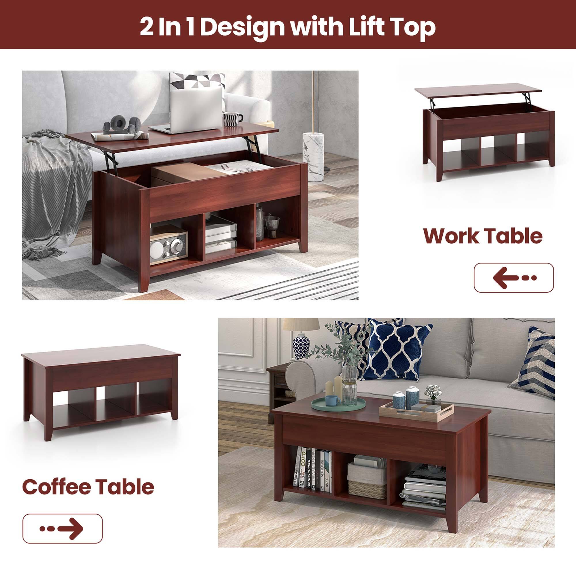 2 In 1 Design with Lift Top Work Table Coffee Table