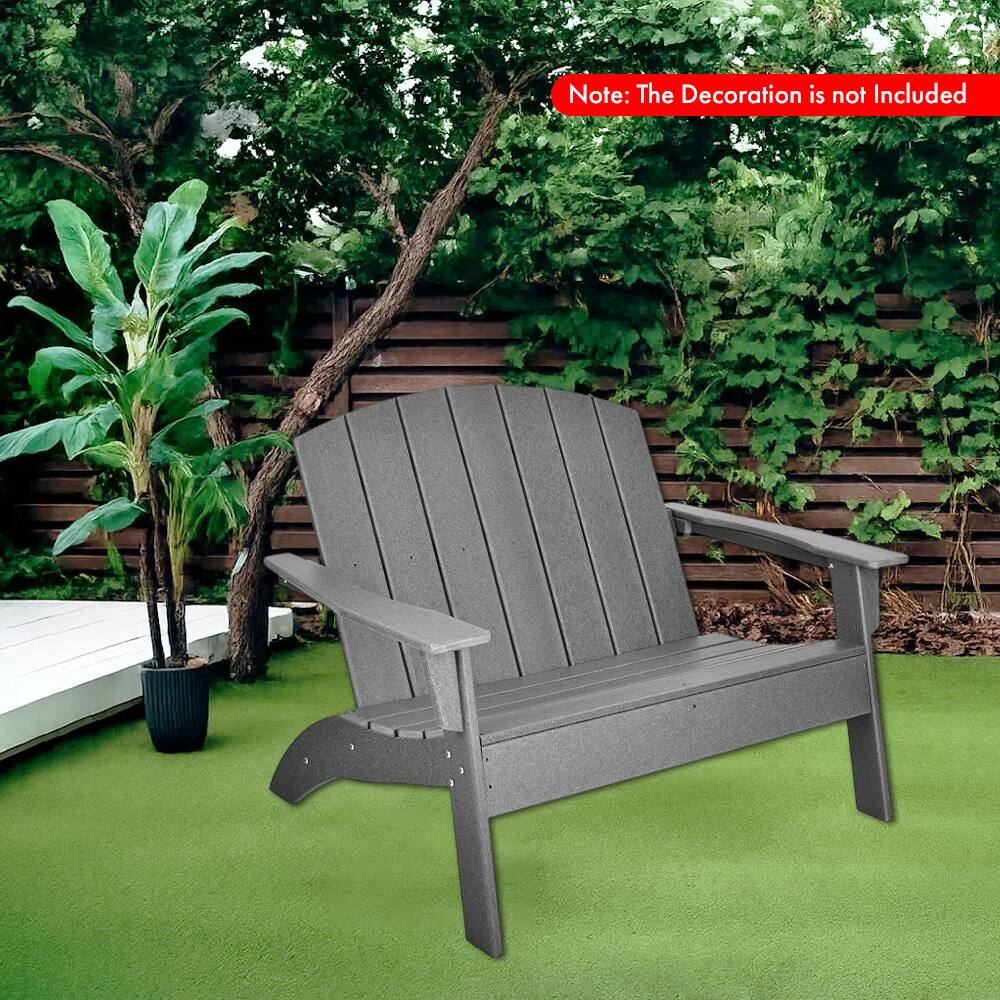 Angle. Hivvago - HDPE Outdoor Adirondack Chair for Garden, Porch, and Backyard Use - Gray.