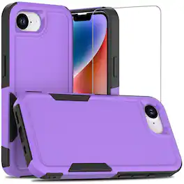 Equipd - Case for iPhone 17e / iPhone 16e 6.1" Heavy Duty Rugged Shockproof Protection Cover with Tempered Glass Screen Protector - Purple