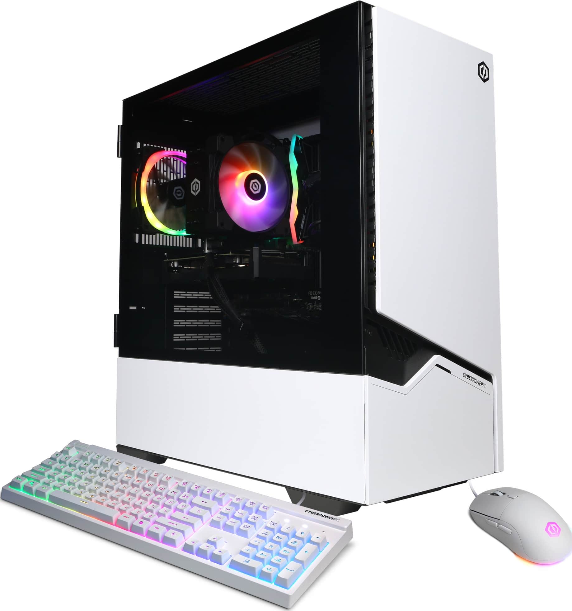 CyberPowerPC - Gaming Desktop - AMD Ryzen 5 8400F - AMD Radeon RX 9060 XT 8GB - 16GB DDR5 - 1TB PCIe 4.0 SSD - White - Front_Zoom