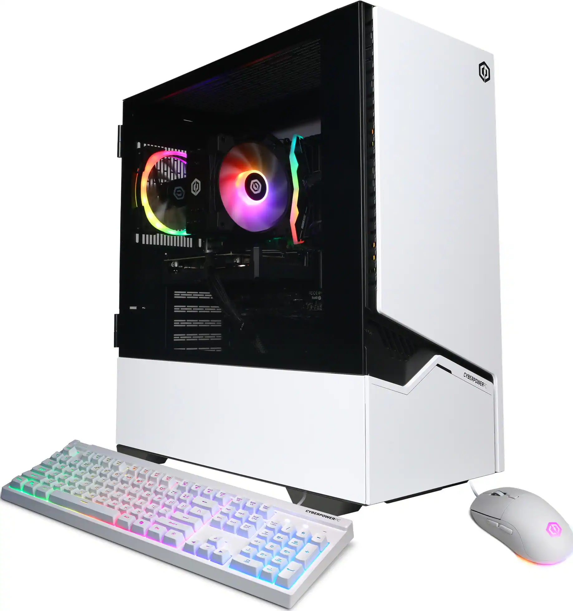 Front. CyberPowerPC - Gaming Desktop - AMD Ryzen 5 8400F - AMD Radeon RX 9060 XT 8GB - 16GB DDR5 RGB - 1TB PCIe 4.0 SSD - White.