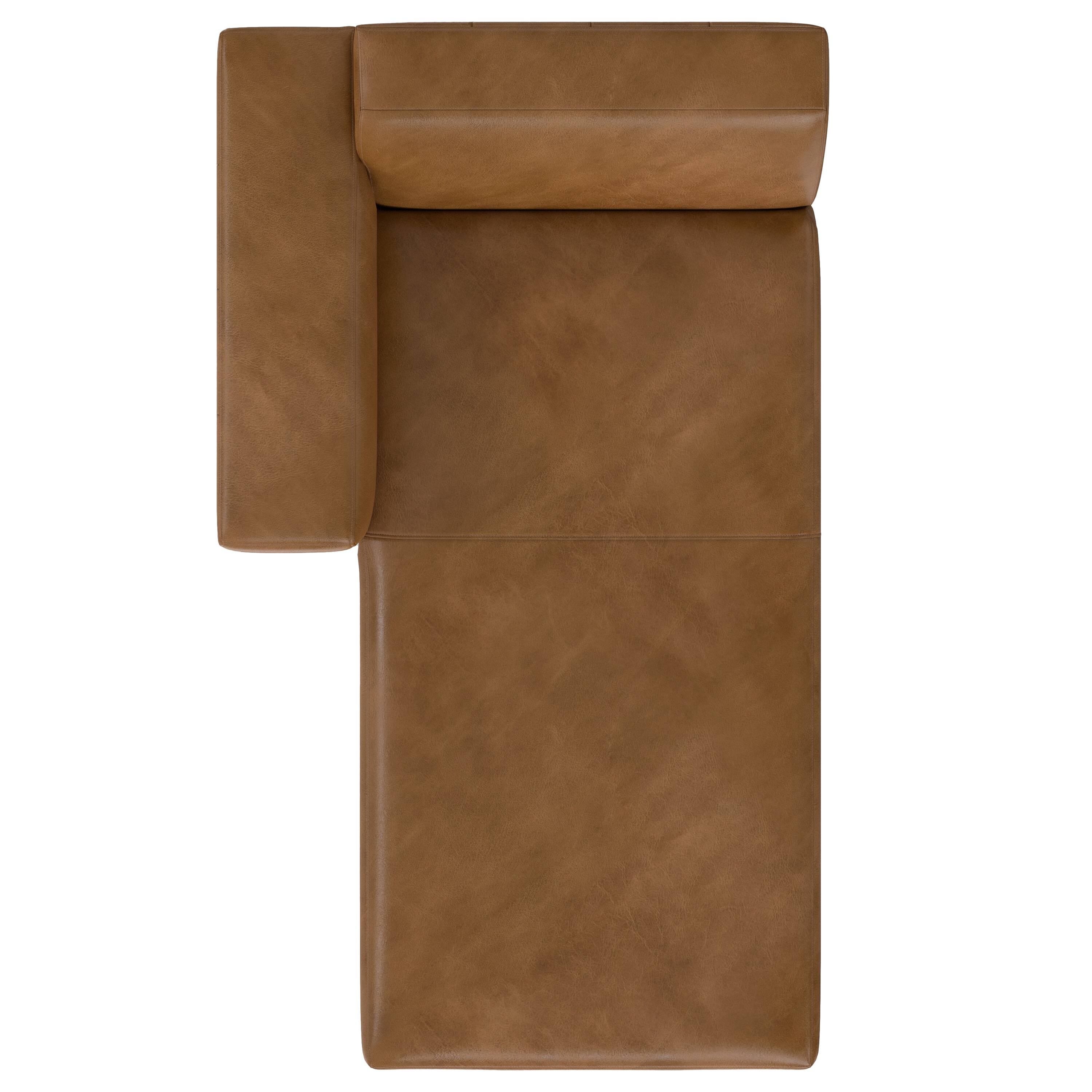 Alt View 1. Simpli Home - Rex Left Chaise Sofa Module in Genuine Leather - Caramel Brown.