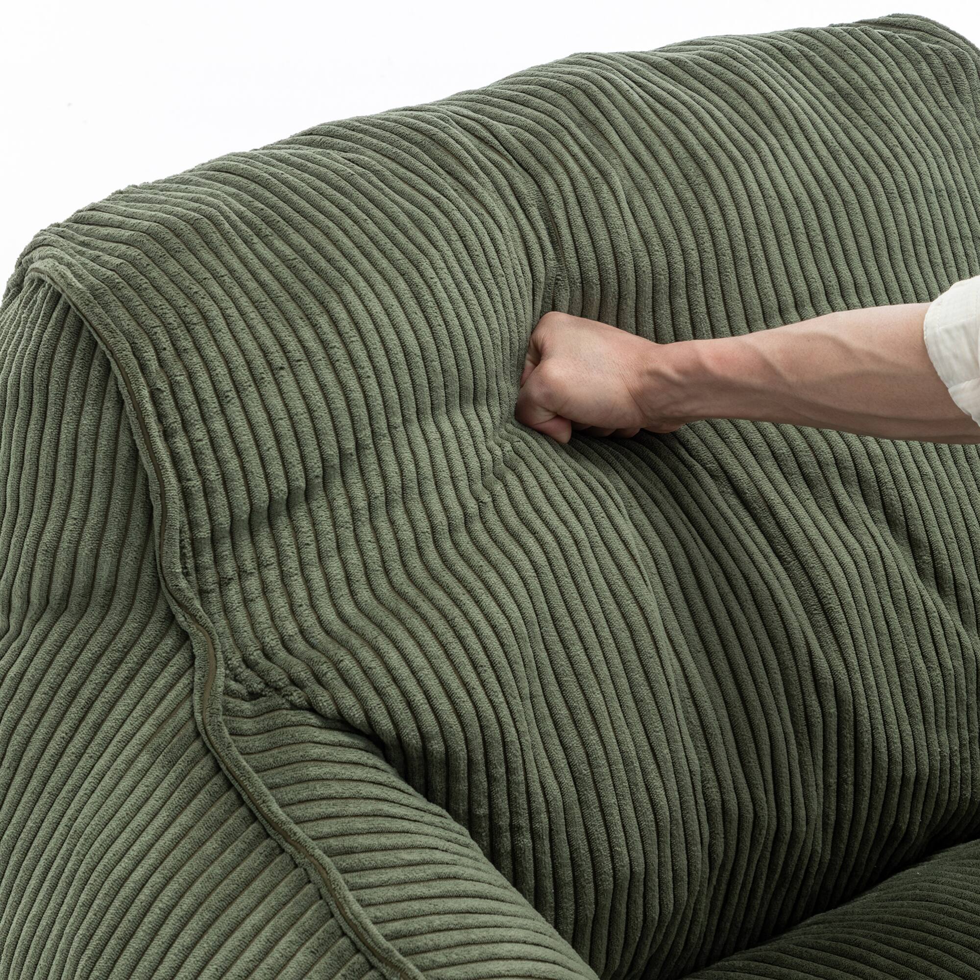 Alt View 8. GOODSILO - Large Corduroy Bean Bag Sofa Chair with Armrests and Included Filler for Living Room and Bedroom - Green.