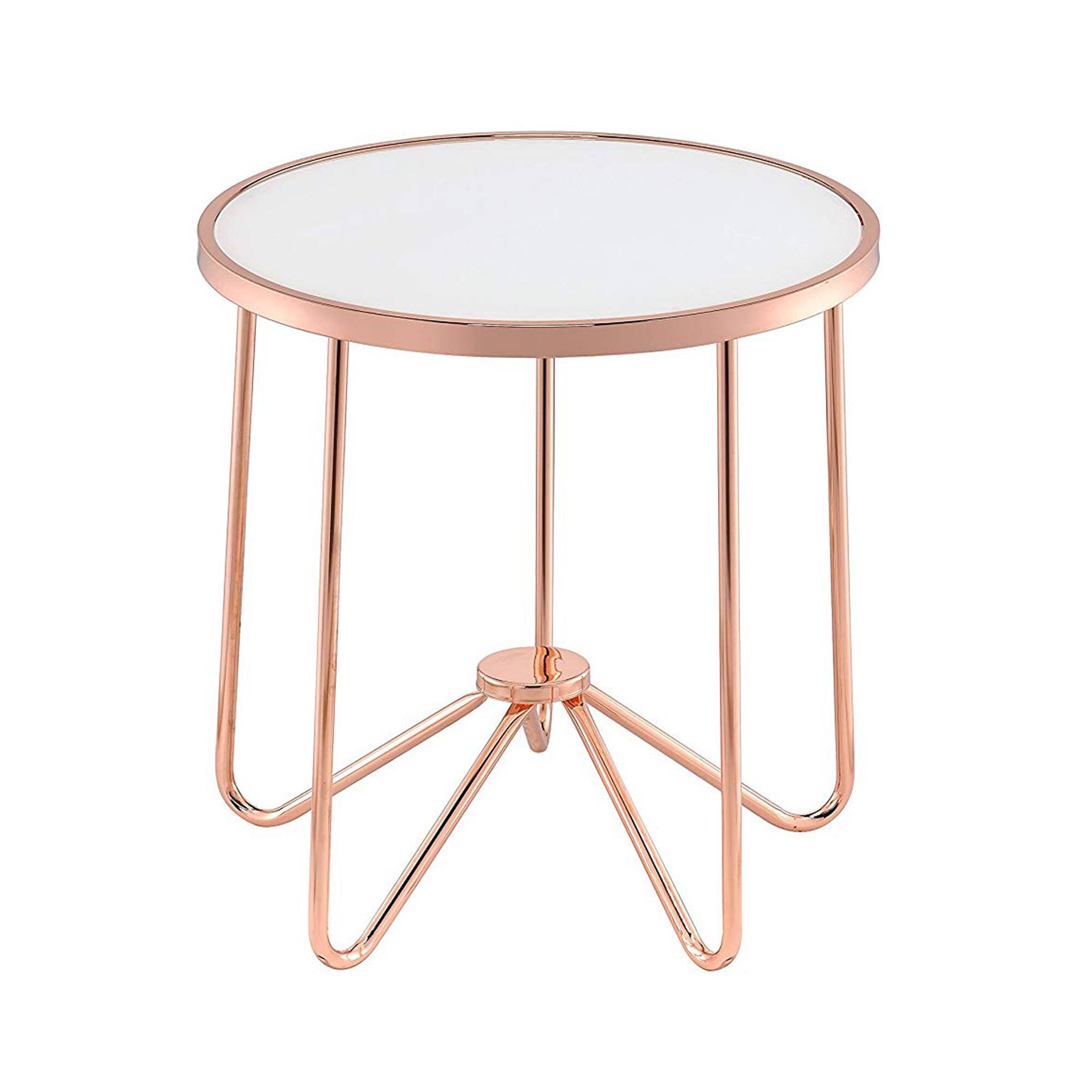 Alt View 1. Manhattan Lane - Alivia End Table - Glass & Rose Gold.