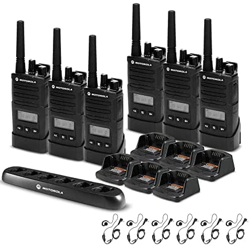 Motorola Solutions - 6 x Motorola RMU2080d On-Site 2-Way Radio with Display - 6 Pack With Mics Bundle - Black