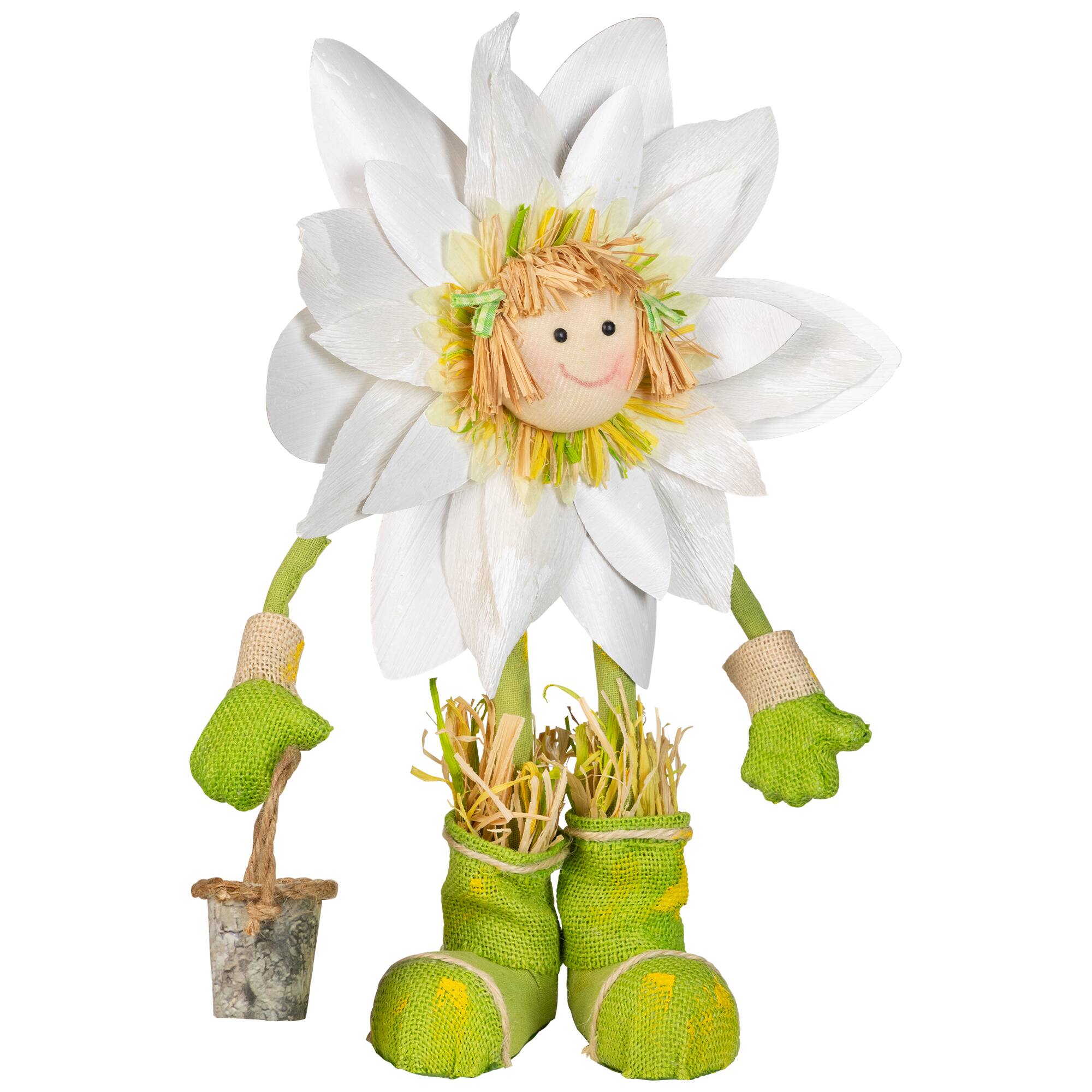 Alt View 1. Northlight - Spring Floral Standing Sunflower Girl Decorative Figure - 17" - Green and Yellow - Pink.