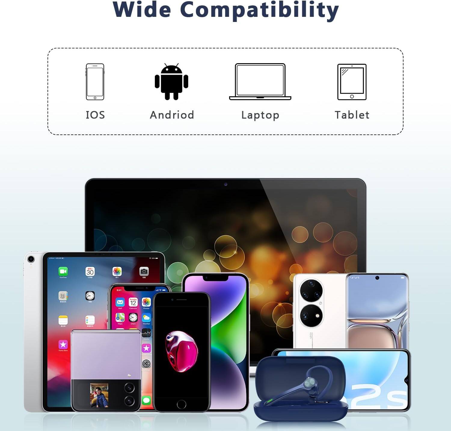 Wide Compatibility

IOS  
Android  
Laptop  
Tablet