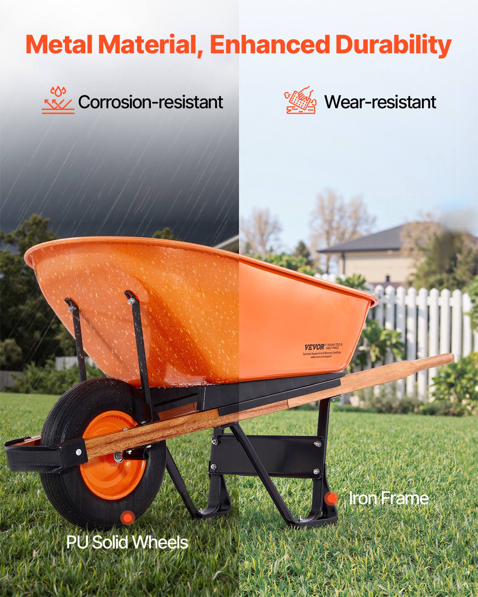 Metal Material, Enhanced Durability

- Corrosion-resistant
- Wear-resistant

Iron Frame

PU Solid Wheels