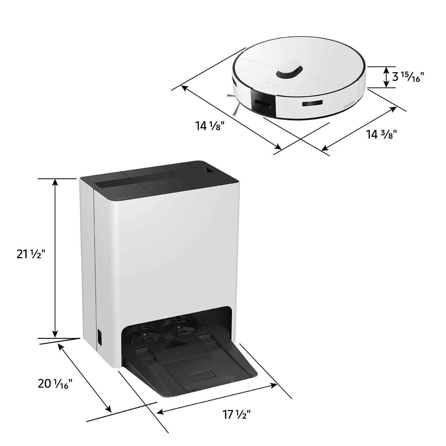The measurements on the image are grouped as follows:

1. 3 15/16"
2. 14 1/8"
3. 14 3/8"
4. 21 1/2"
5. 20 1/16"
6. 17 1/2"