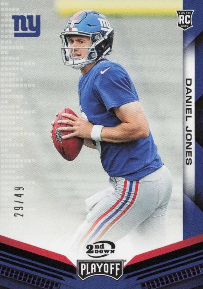 ny  
ROOKIE RC CARD  
DANIEL JONES  
29/49  
2nd DOWN  
PLAYOFF