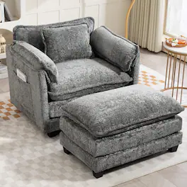 LUCKY ONE - 55"x39" Oversized Boucle Single Sofa Bed with Wider seat - Dark Gray