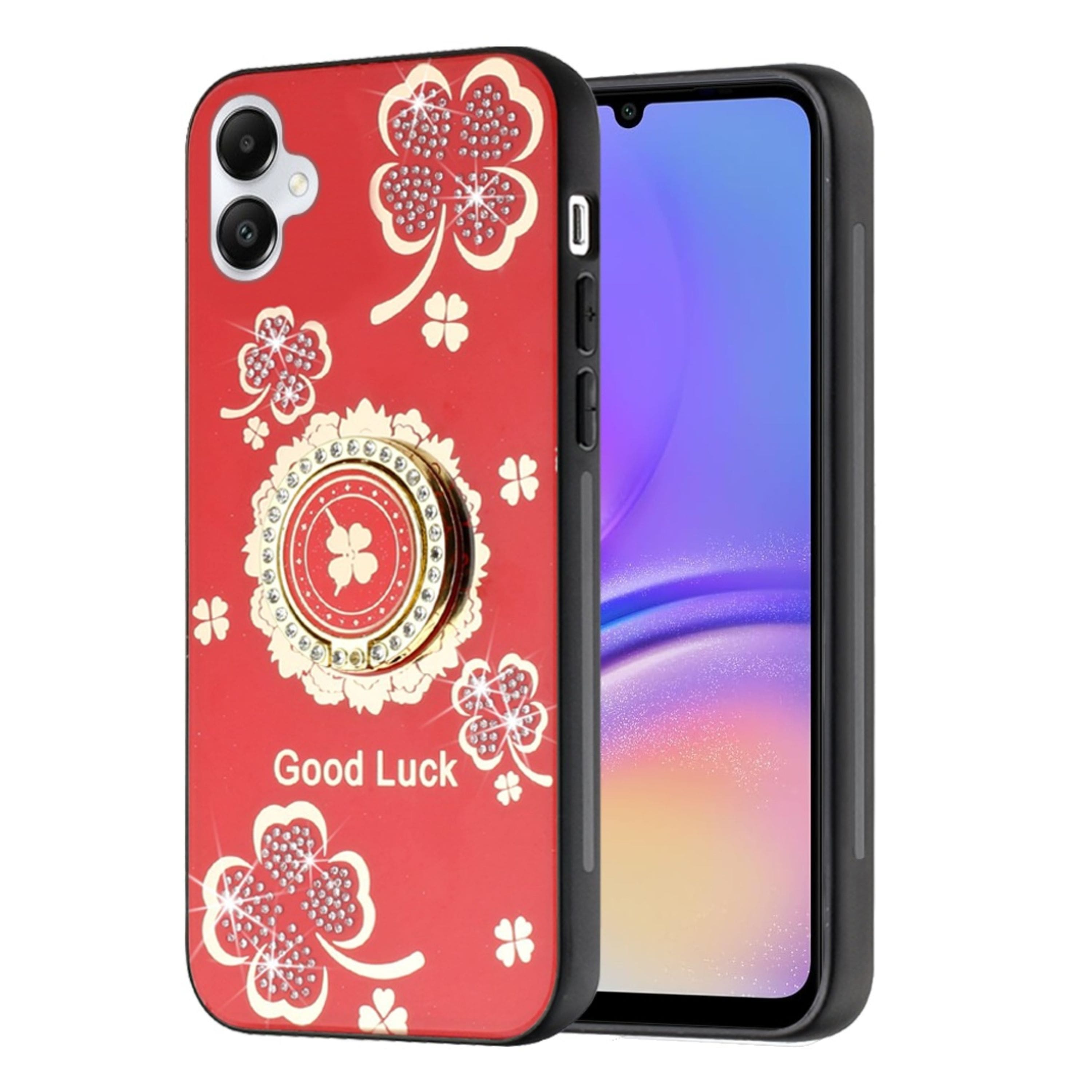 Kitcheniva - Diamond Charms Glitter Design Phone Case For Samsung Galaxy A06 Good Luck Floral - Red price history on PriceWatchPro