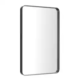 GRANDJOY - Black Bathroom Mirror for Wall, Rounded Rectangle Vanity Mirror, Modern Decorative for Bathroom - 20" * 30"