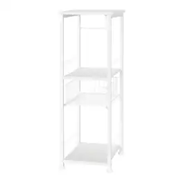 Oumilen - Bathroom Storage Rack with Basket and Toilet Paper Holder, White - White