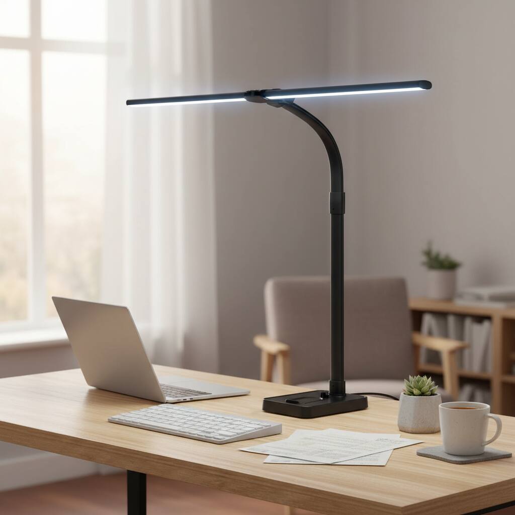 Alt View 1. Dazzed Corner - 24W LED Desk Lamp, Phone Holder Base, 25 Modes - Black.