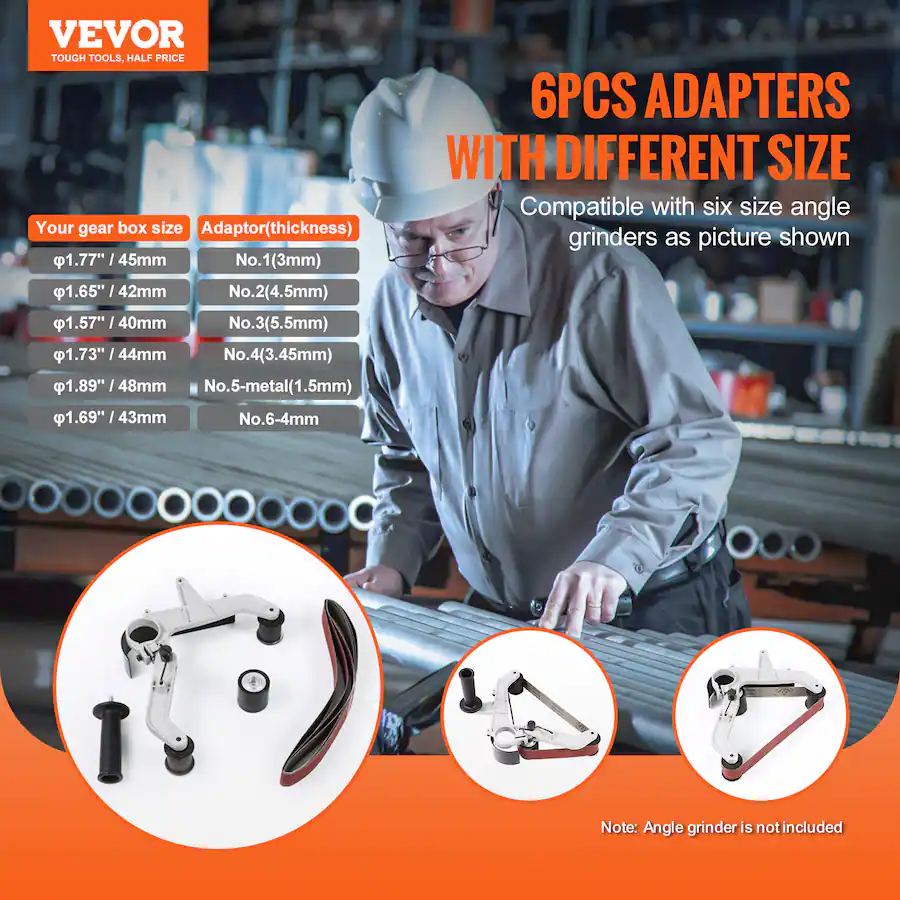 VEVOR Belt Sander Adapter for Angle Grinder, Pipe Sanding Attachment ...