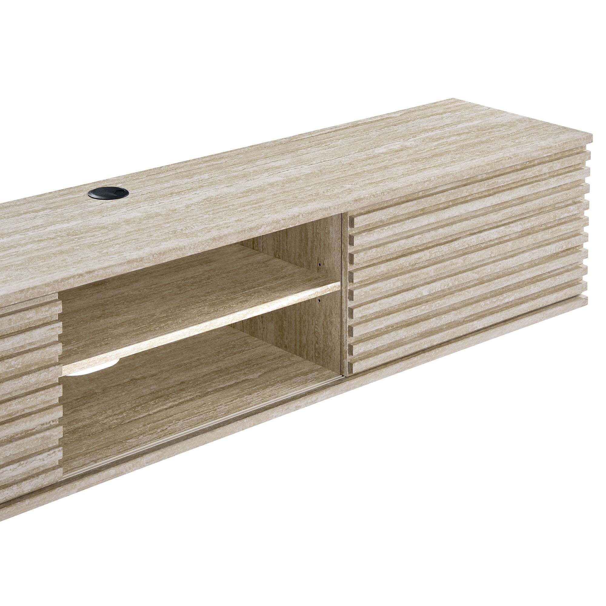 Alt View 2. Modway - Render 70" Faux Travertine Wall-Mount Media Console TV Stand by Modway - Travertine.