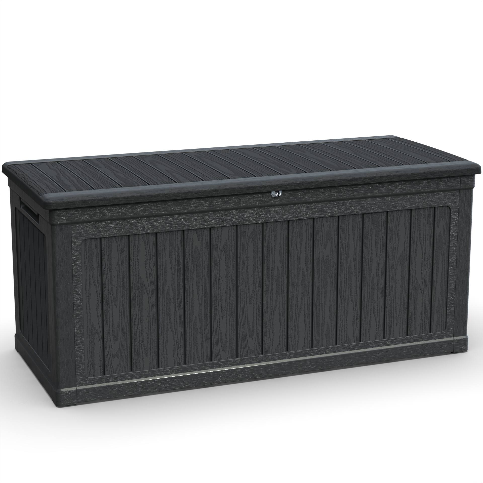 Alt View 7. HOMLUX - Large Outdoor Storage Deck Box for Patio Furniture and Sports/Pools Equipment Waterproof Resin Black - Black.