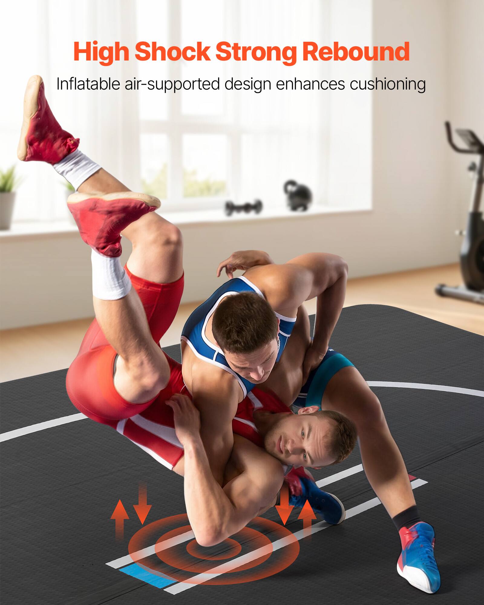 High Shock Strong Rebound  
Inflatable air-supported design enhances cushioning