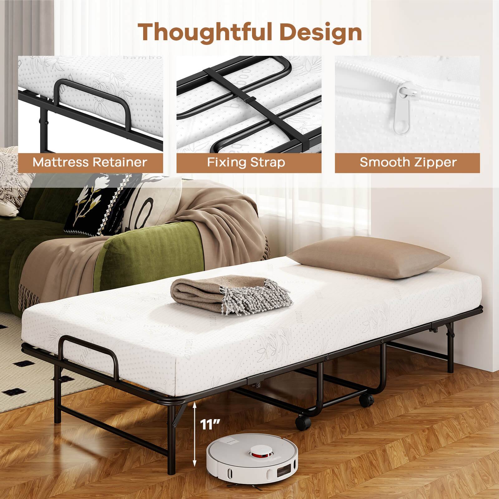Costway Twin Size Folding Bed with 5 Inch Mattress, Memory Foam