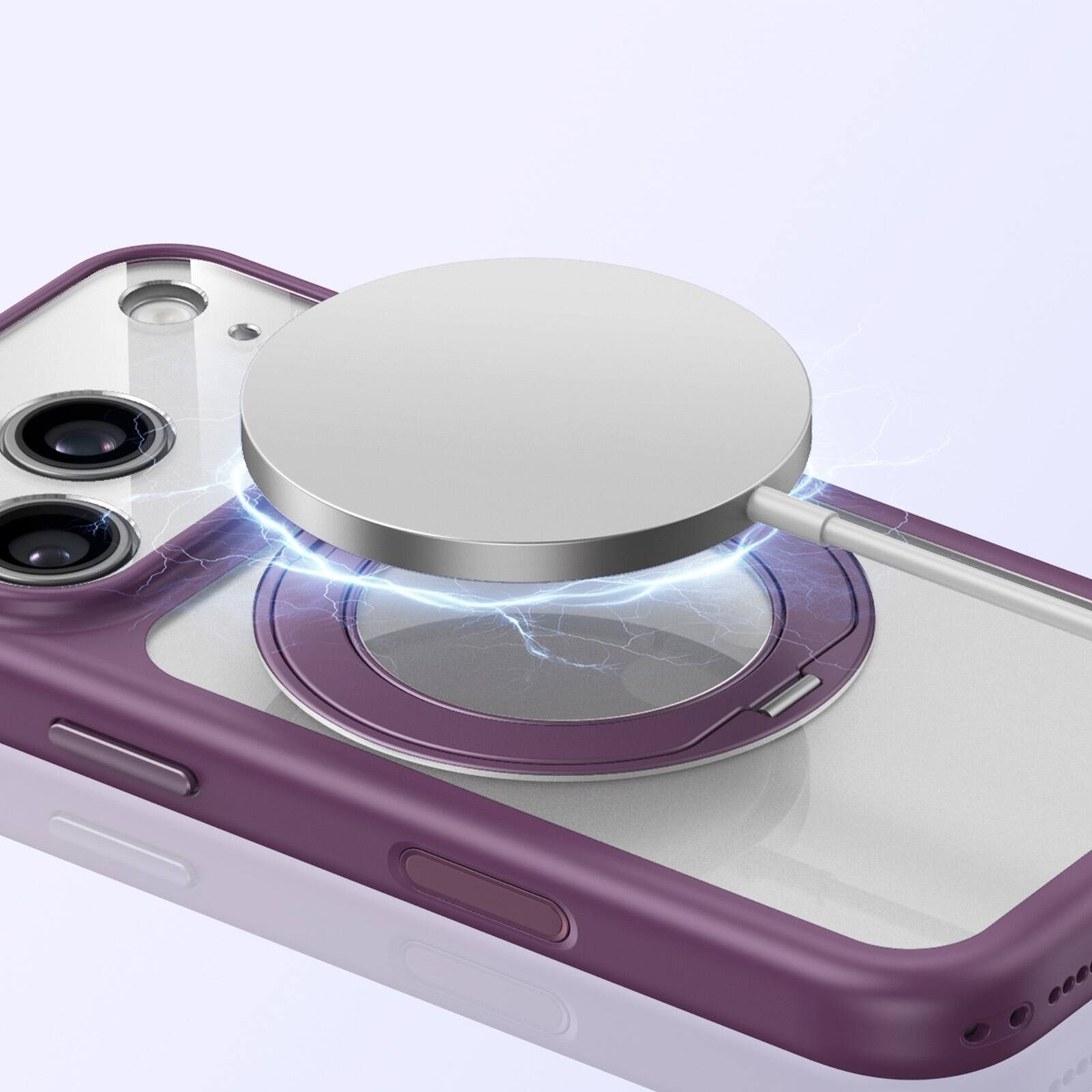 Alt View 2. Dteck - Magnetic Clear Case for Apple iPhone 18 Pro Max,Slim Rugged Non-Slip Protective Back Cover with 360 Rotating Kickstand - Gray.