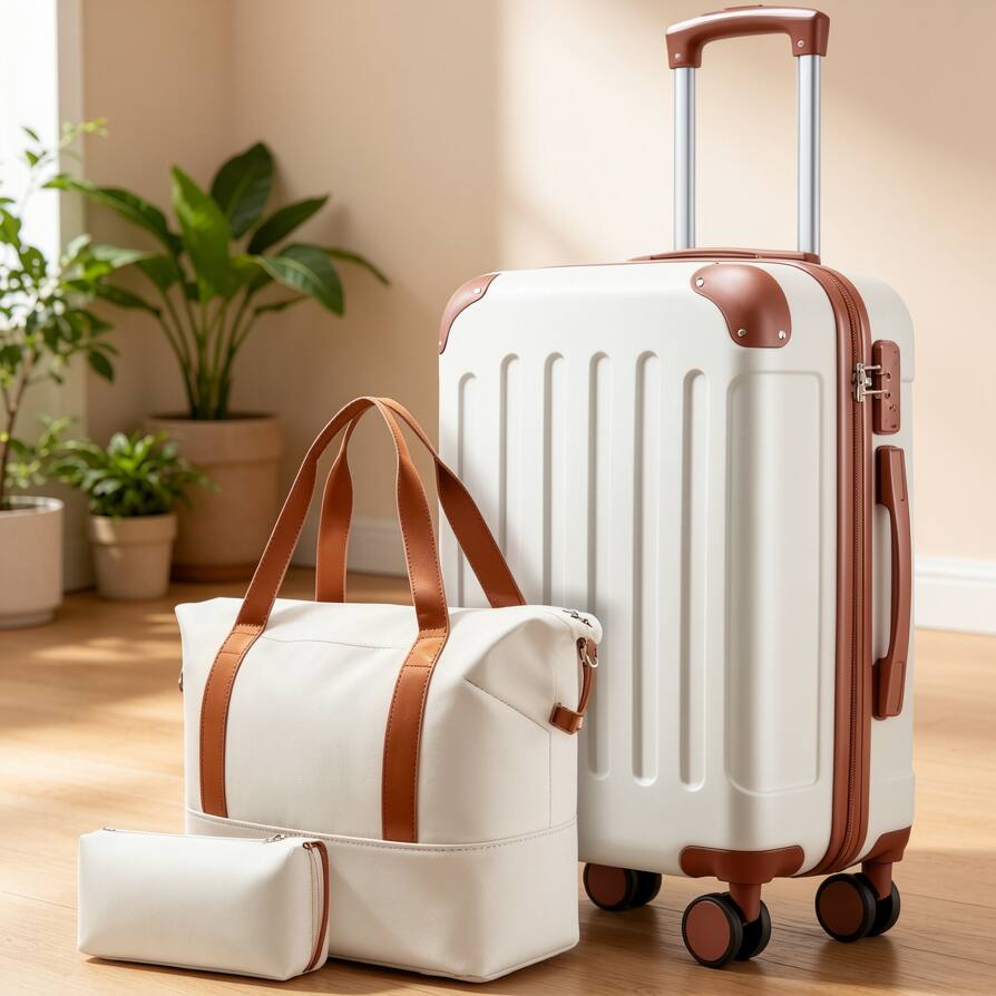 Angle. LUGGEX - LUGGEX 20" Carry On Luggage Airline Approved Hardside Suitcase with TSA Approved and Tote Bag - Mother's Day Gift Idea - White.