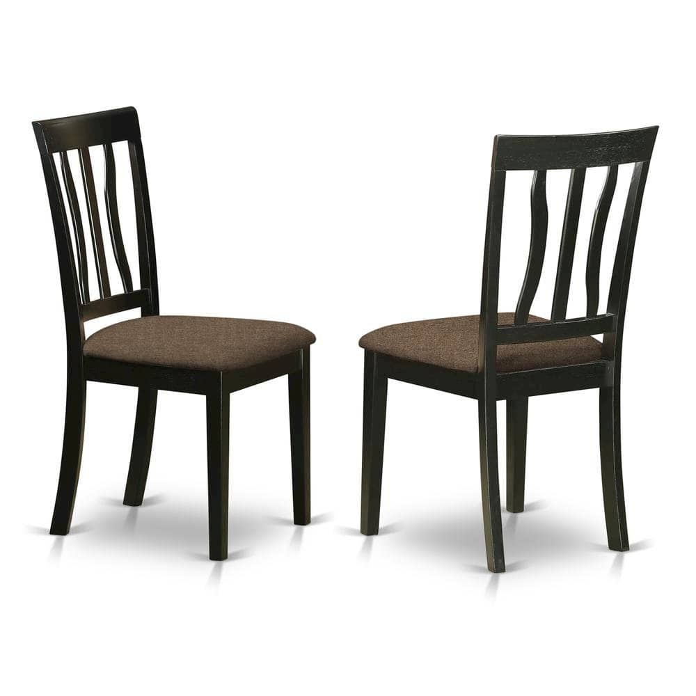 FurniFact - Elegant Dining Chairs Set of 2 with Black and Cherry Wood Finish - Black & Cherry