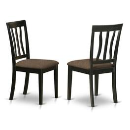 FurniFact - Elegant Dining Chairs Set of 2 with Black and Cherry Wood Finish - Black & Cherry
